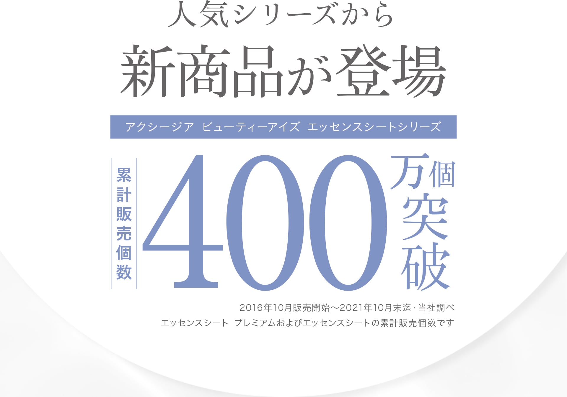 人気シリーズから新製品が登場【アクシージア ビューティアイズ エッセンスシート、累計販売数50万個突破（2016年10月～2020年7月販売実績累計）】