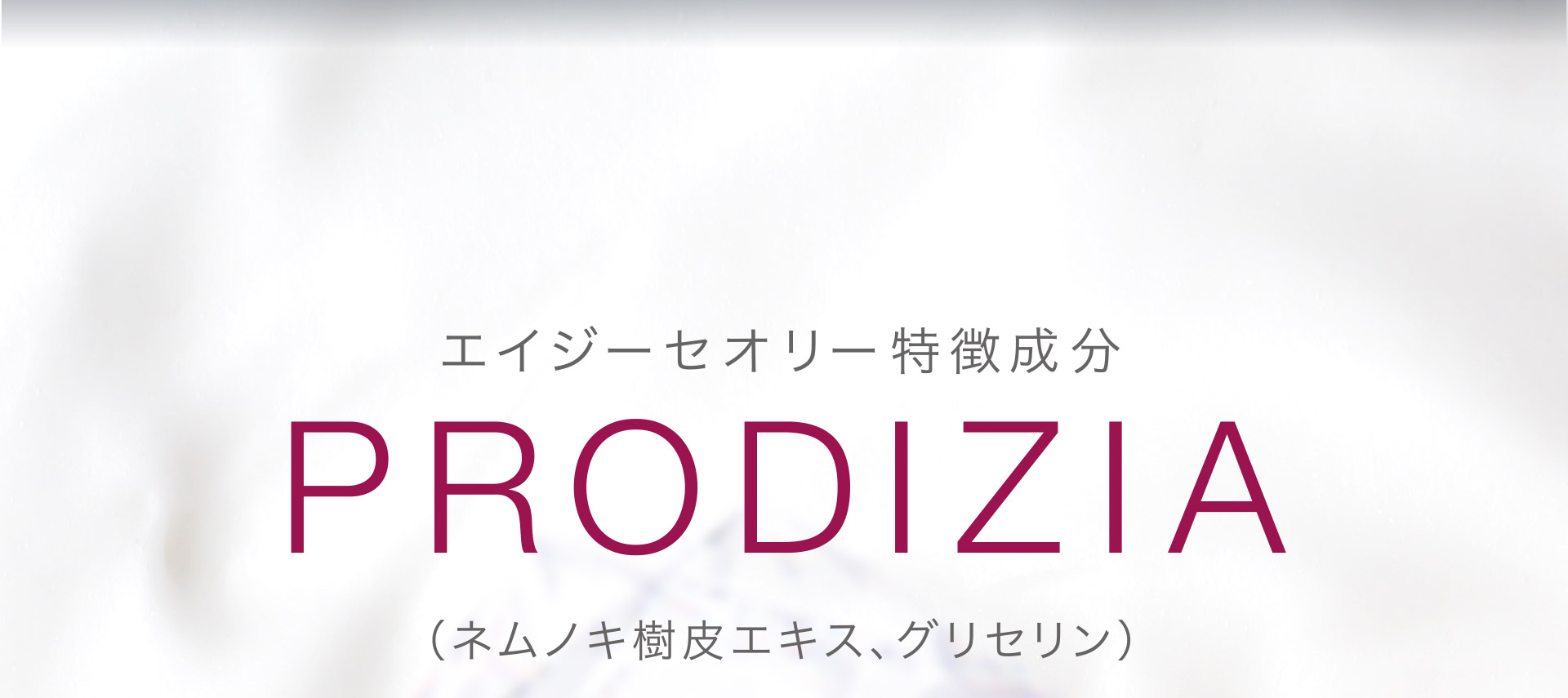 エイジーセオリー特徴成分「PRODIZIA（ネムノキ樹皮エキス、グリセリン）」