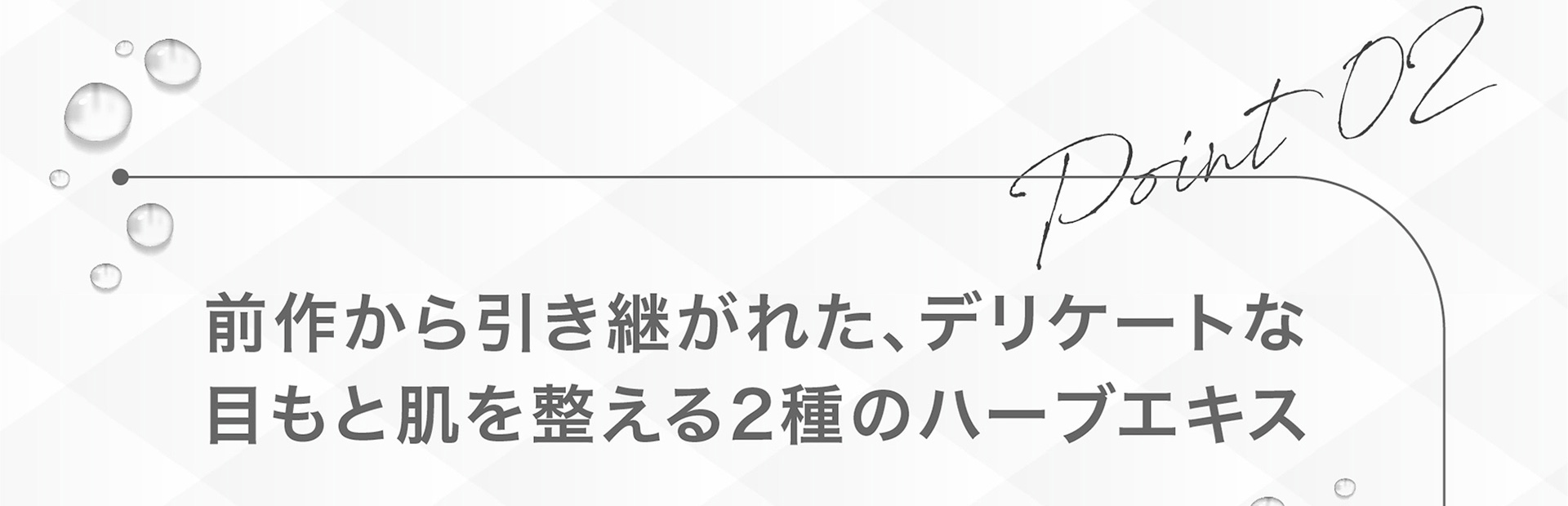 Point 02 前作から引き継がれた、デリケートな目もと肌を整える2種のハーブエキス