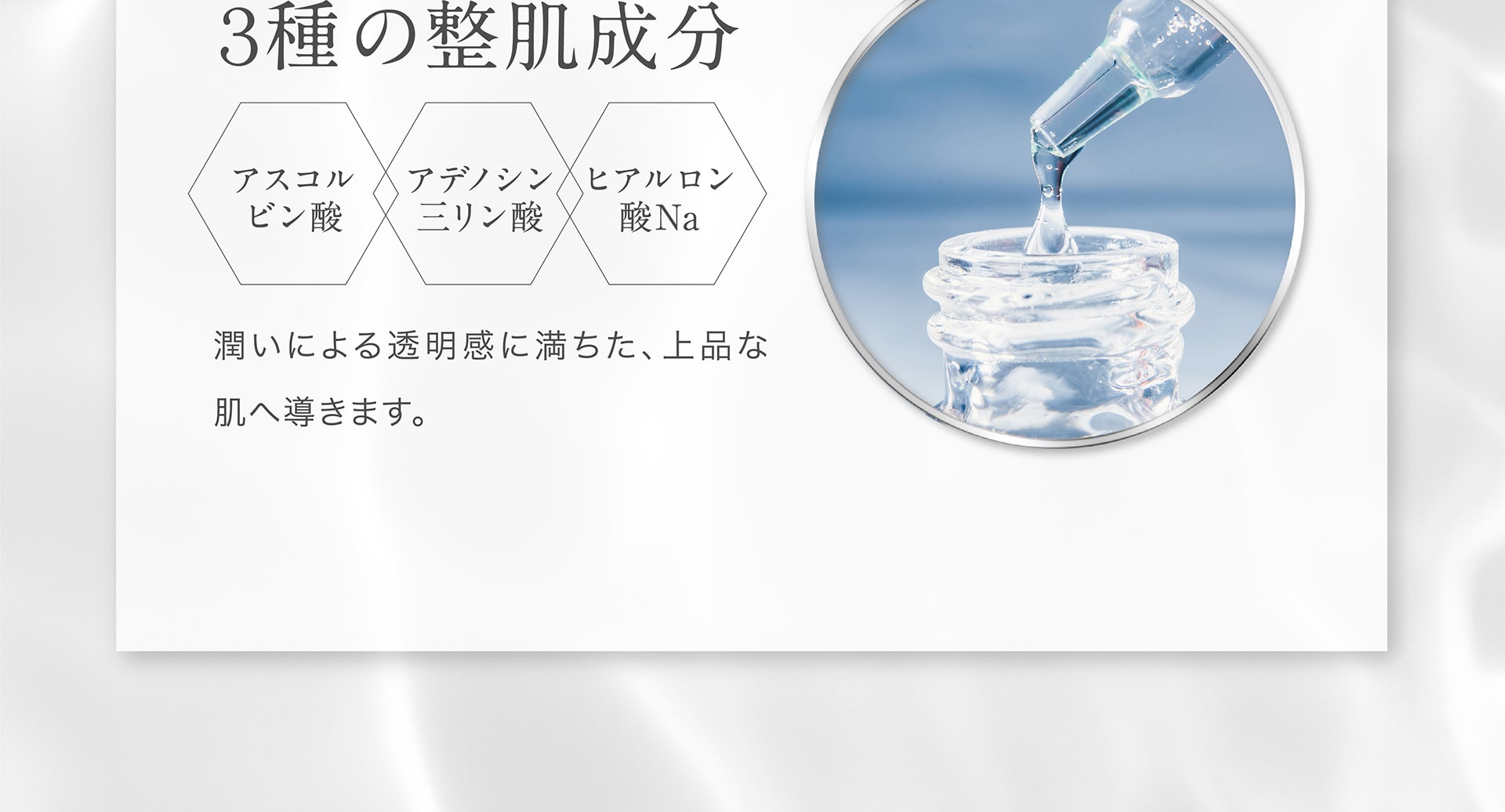 3種の整肌成分[アスコルピン酸、アデノシン三リン酸、ヒアルロン酸Na]
