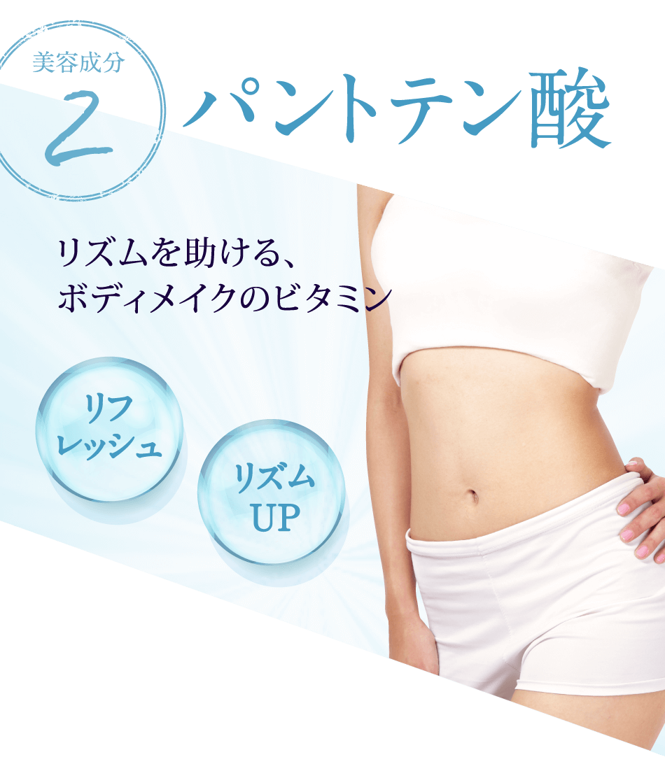 2パントテン酸リズムを助ける、　ボディメイクのビタミンリフレッシュリズムUP