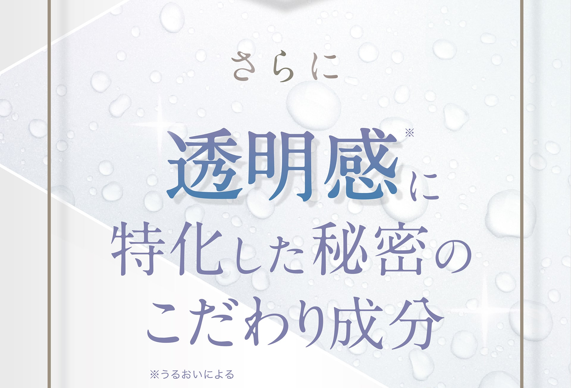 さらに透明感※に特化した秘密のこだわり成分 ※うるおいによる