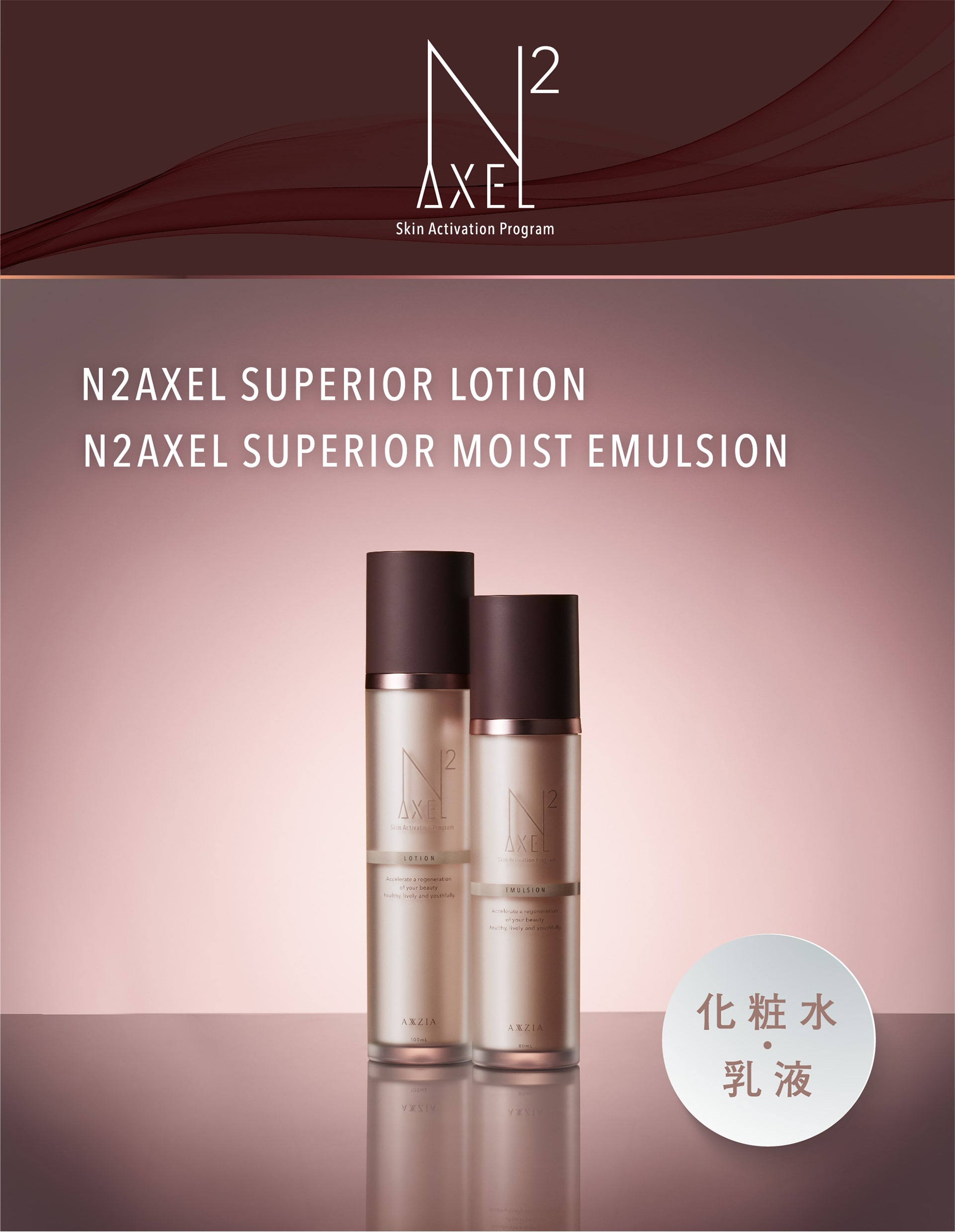 N2AXEL SUPERIOR LOTION 化粧水、N2AXEL SUPERIOR MOIST EMULSION 乳液