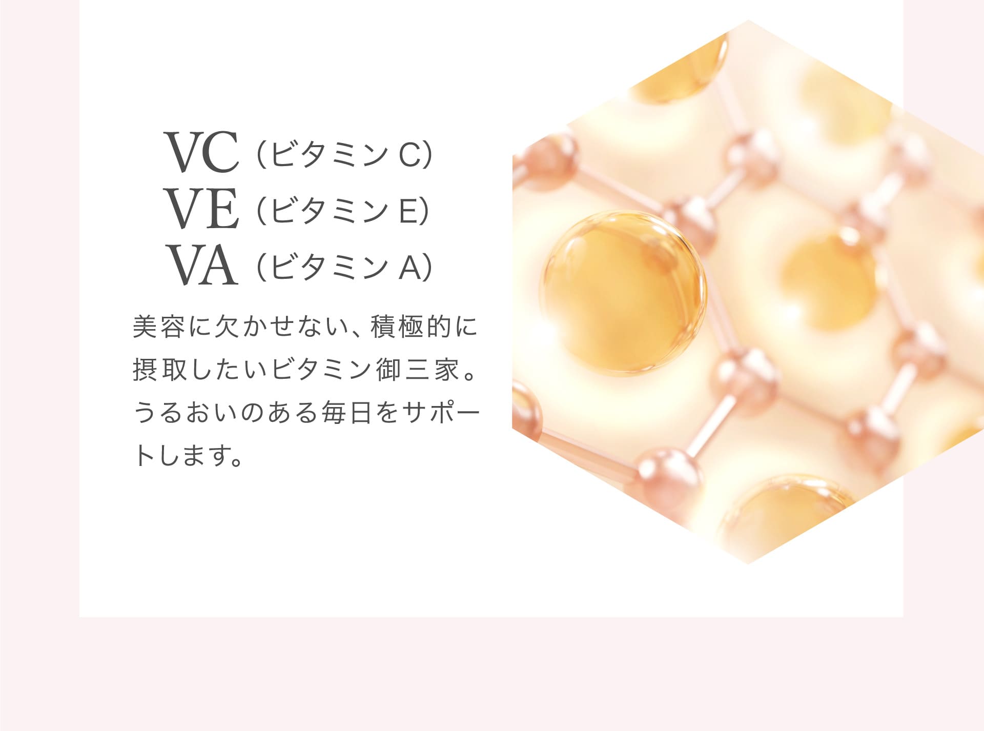 VC（ビタミンC）VE（ビタミンE）VA（ビタミンA）